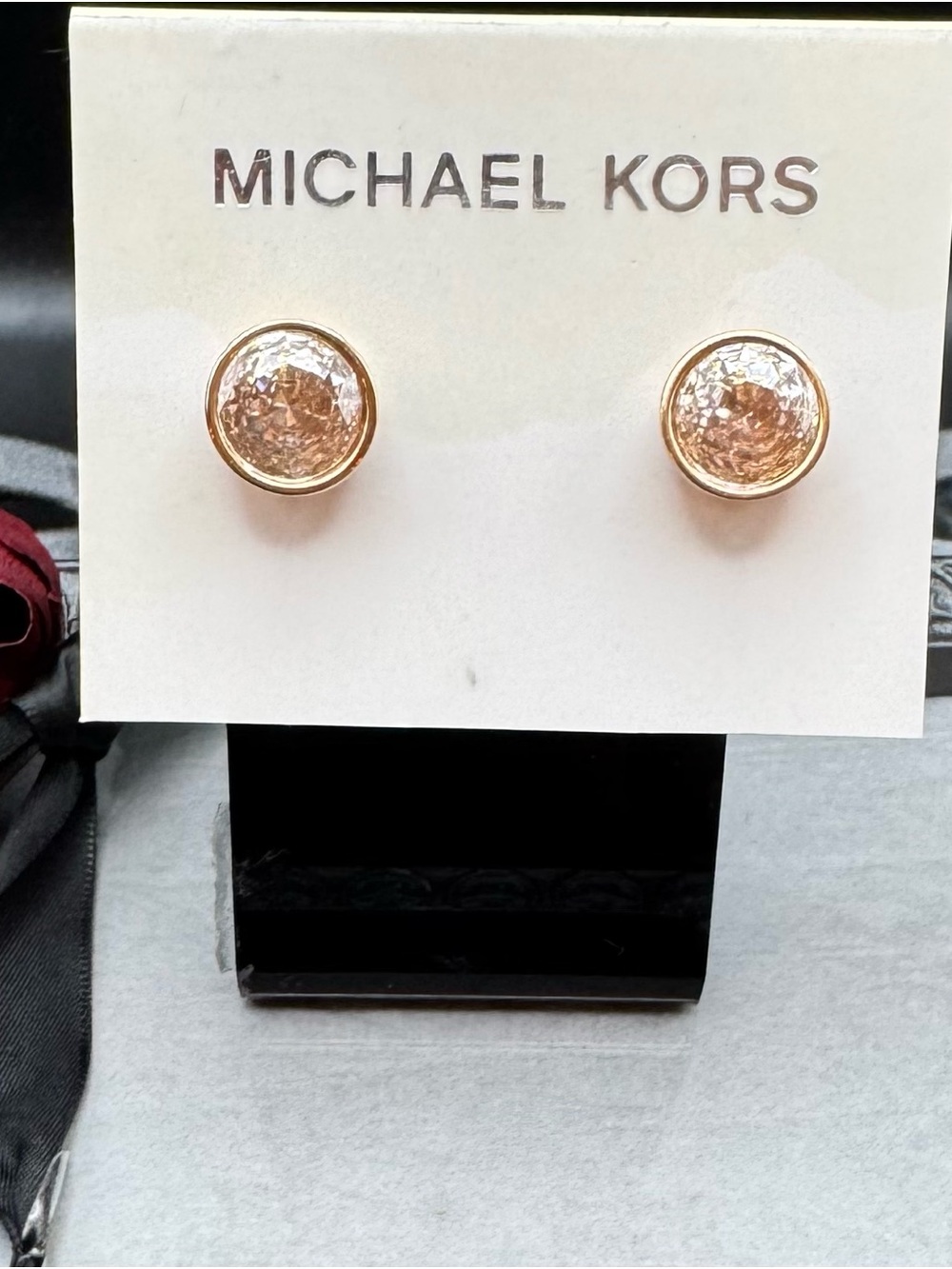 Michael Kors Rose Gold Glitter Dome Stud Earrings